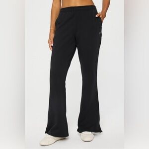 Flared Black Terry Pants